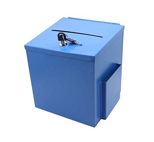Blue Metal Donation Box Suggestion Box 10918-BLUE