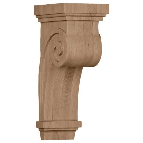 Ekena Millwork COR04X05X12SCAL 4 1/2-Inch W x 5 5/8-Inch D x 12-Inch H Scroll Corbel , Alder