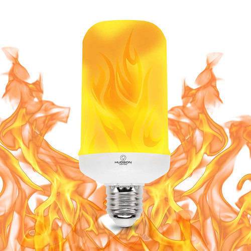 Hudson Lighting {Updated 2018} LED Flame Effect Light Bulb, 3W, 200 lumen, Flame Light Bulbs, Fire Light Bulb- Flickr LED Flaming Bulb -2 Year Warranty