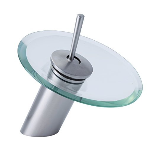 Dyconn Faucet WF1H10S-BN Burney Glass Head Waterfall Bathroom/Vessel Faucet, 6", Brushed Nickel