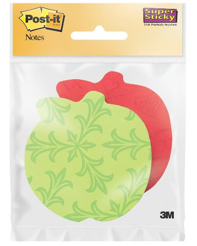 Post-it Super Sticky Notes, 3 x 3-Inches, Apple Shape, Assorted Bright Colors, 2-Pads/Pack, 4-PACK