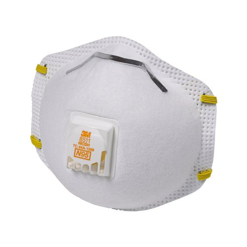 3M 8511 Particulate Respirator, N95, 10 Per Box, Plastic, 1" x 1" x 1"