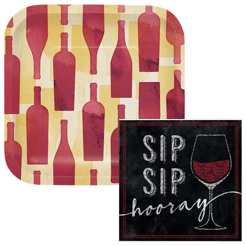 Sip Sip Hooray Dessert Plates & Napkins Party Kit for 8