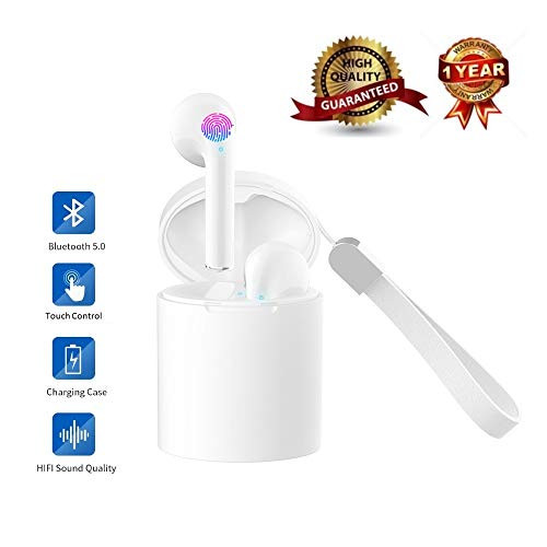 ATNM Earbuds Bluetooth Wireless Headphones,True Stereo Sound Headsets in-Ear Earphones Built-in Mic,Mini Sport Noise Cancelling Earpiece with Charging Case for iPhone Samsung Android -White 5.0 TWS ATNM Earbuds Bluetooth Wireless Headphones,True Stereo Sound Headsets in-Ear Earphones Built-in Mic,Mini Sport Noise Cancelling Earpiece with Charging Case for iPhone Samsung Android -White 5.0 TWS
