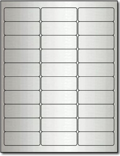 2 5/8" x 1" Silver Foil Address Labels for Laser Printers - 300 labels