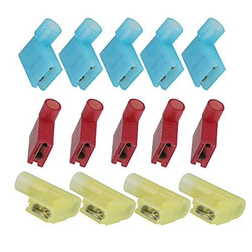 Lala Smill 1/4" Nylon Flag Spade,200pcs Female Insulated Quick Disconnects Electrical Crimp Terminal Flag Connector 22-18 18-14 12-10 Gauge Red Blue Yellow