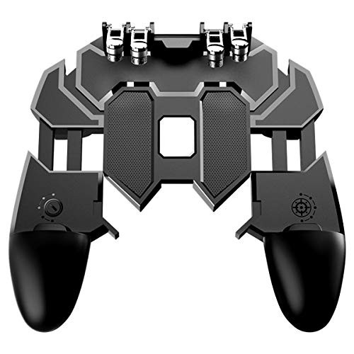 [2019 Latest Version] Mobile Game Controller for Pubg, 6-Finger Easy Operation L1R1 Mobile Game Trigger Joystick Gamepad Grip Remote for 4.7-6.5" Android iOS Phone