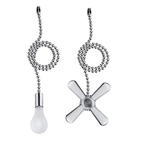 Hunter Ceiling Fan Pull Chain 13.6 Inches Fan Pulls Set with Connector 3mm Diameter Beaded Ball Fan Pull Chain (Nickel)