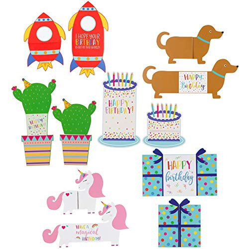 Sustainable Greetings Kids Die Cut Tri-Fold Birthday Cards with Envelopes (24 Pack) 6 Designs Sustainable Greetings Kids Die Cut Tri-Fold Birthday Cards with Envelopes (24 Pack) 6 Designs