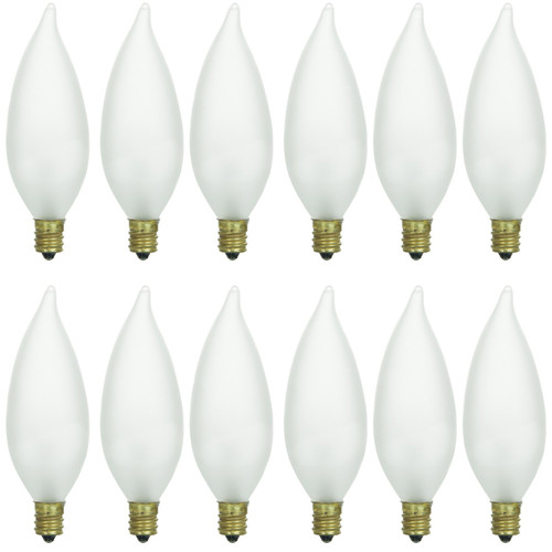 Sunlite 15CFF/25/12PK Flame Tip 15W Incandescent Petite Chandelier Light Bulb, Candelabra (E12) Base, Frosted Bulb (12 Pack) Sunlite 15CFF/25/12PK Flame Tip 15W Incandescent Petite Chandelier Light Bulb, Candelabra (E12) Base, Frosted Bulb (12 Pack)