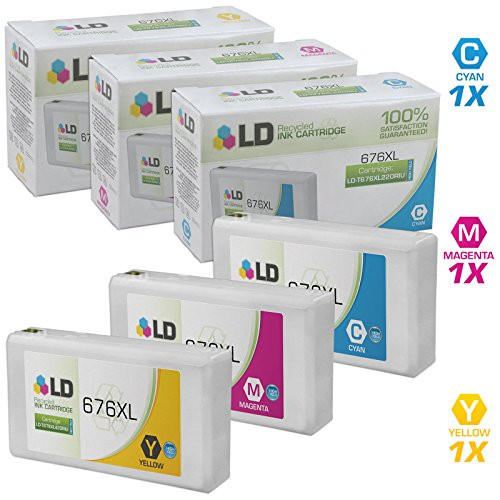 LD Remanufactured Ink Cartridge Replacement for Epson 676XL High Yield (Cyan, Magenta, Yellow, 3-Pack) LD Remanufactured Ink Cartridge Replacement for Epson 676XL High Yield (Cyan, Magenta, Yellow, 3-Pack)