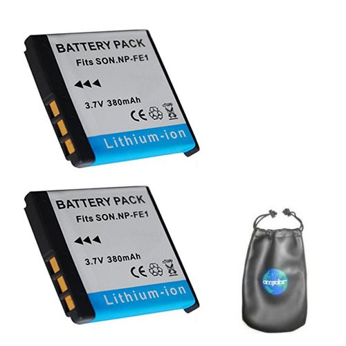 ValuePack (2 Count): Digital Replacement Camera and Camcorder Battery for Sony NP-FE1, Cyber-Shot DSCT7 - Includes Lens Pouch