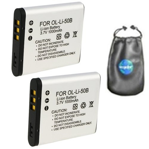 ValuePack (2 Count): Digital Replacement Camera and Camcorder Battery for Olympus LI-50B, Pentax D-LI92 - Includes Lens Pouch