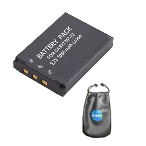 Digital Replacement Camera and Camcorder Battery for Casio NP-70, Exilim Zoom Z250 - Includes Lens Pouch