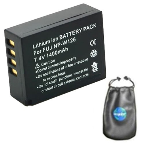 Digital Replacement Camera and Camcorder Battery for Fujifilm NP-W126, X-Pro1 - Includes Lens Pouch