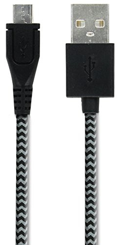 Premier Energizer Nylon Braided Micro USB Sync & Charge Cable - 8 Ft. Black/Silver