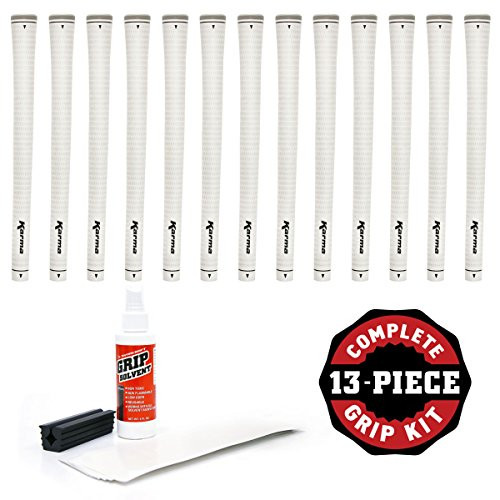 Karma Neion White - 13 pc Golf Grip Kit (with Tape, Solvent, Vise Clamp)