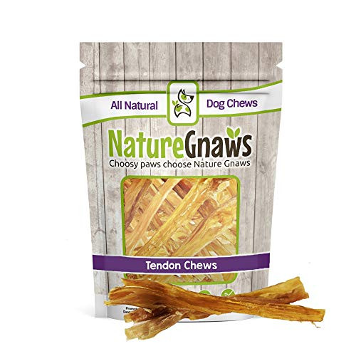 Nature Gnaws Tendon Chews 7-11" (6 Count) - 100% Natural Grass Fed Beef Chews for Large Dogs