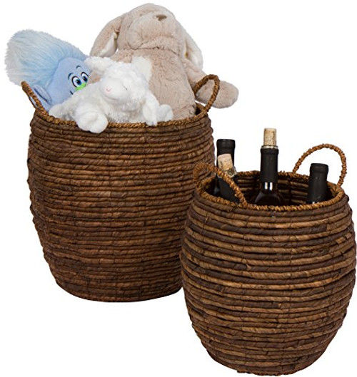 Trademark Innovations Woven Wicker Decorative Storage Baskets with Handles - Set of 2 by