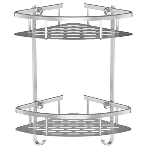 HONEYBULL Shower Shelf [No Drilling] 2 Corner Shelf Shower Caddy - Rustproof Aluminum