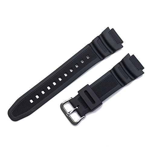 Replacement Watch Band 18mm Black Rubber Strap for Casio AE-1000w AQ-S810W SGW-400H/SGW-300H