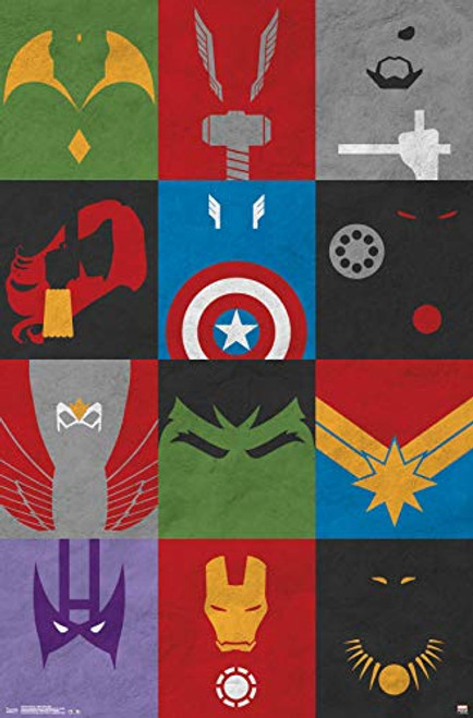 Trends International Avengers-Minimalist Grid Clip Bundle Wall Poster 22.375" x 34" Multi