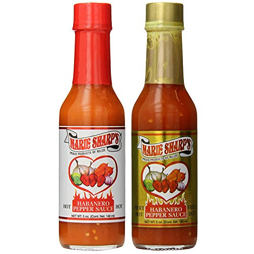 Marie Sharp's HOT and FIERY HOT Habanero Pepper Sauce 5oz (Pack of 2)