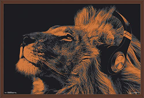 Trends International Lion - Headphones Wall Poster, 24.25" X 35.75", Multi