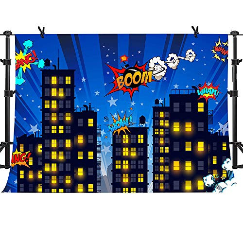 Superhero Cityscape Photography Backdrop 10x7ft Great as Super Hero City Photo Booth Background Birthday Party MME Background ZYME0353
