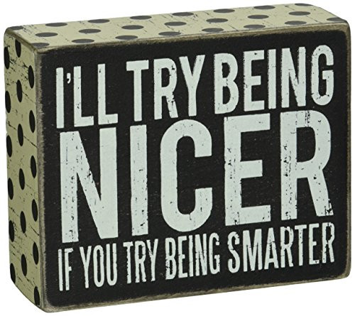 Primitives by Kathy Polka Dot Trimmed Box Sign, 4 x 5-Inches, Being Being Nicer