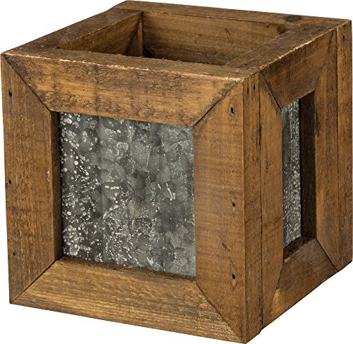 Primitives By Kathy Small Square Corrugated Metal Box 5.25 Inches x 5.25 Inches x 5.25 Inches Hardware and Construction Equipment
