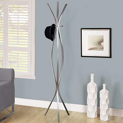 Monarch Specialties I I 2015 Metal Coat Rack, 72"H, Silver