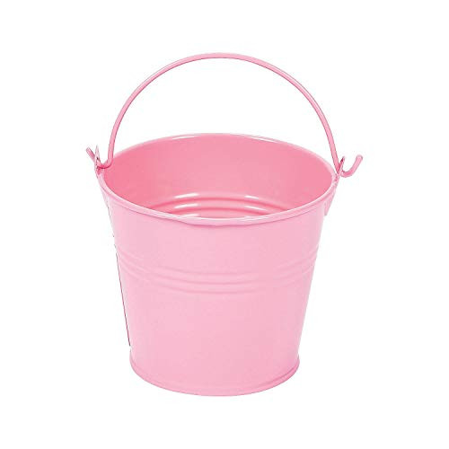 Fun Express - 3" Pastel Pink Metal Pails W/Handles - Party Supplies - Containers & Boxes - Metal Containers - 12 Pieces