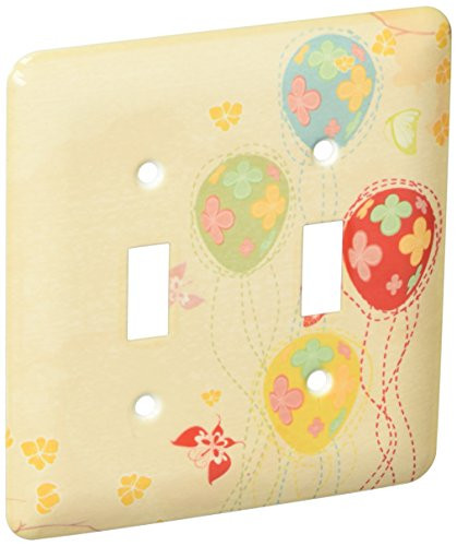 3dRose lsp_104578_2 Pretty Spring Eggs Butterflies Floral Easter Vector Design Double Toggle Switch