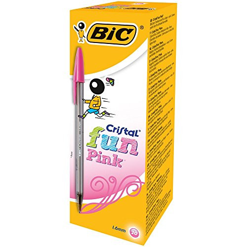 BIC Cristal Fun Ballpoint Pens Wide Point (1.6 mm) - Pink, Box of 20