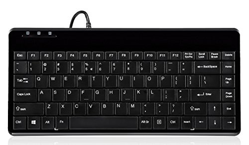 Perixx PERIBOARD-409U Wired USB Mini Keyboard, Portable Compact Keyboard with Embedded Number Keys for Windows, Black, US Layout