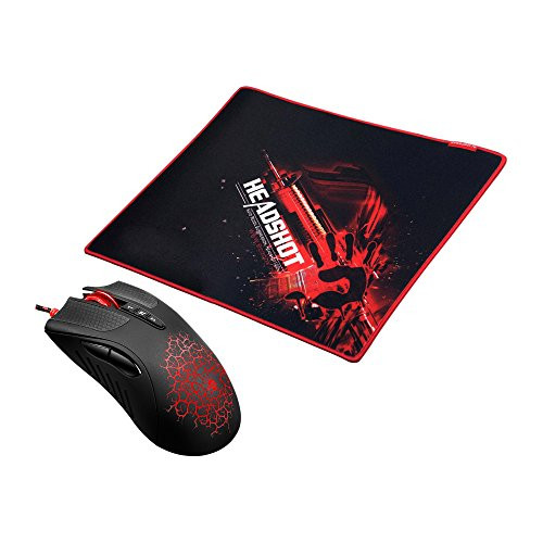 [Combo] A90 Optical Gaming Mouse with Light Strike (Lk) Optical Switch/Scroll & B-071 High Performance Mousepad - 8 Programmable Buttons and Advanced Macros - 4000 DPI - A9071