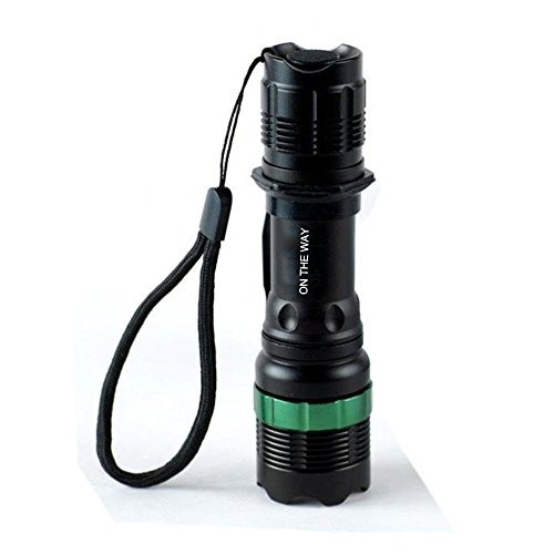ON THE WAY1000 Lumen Handheld Flashlight Led Xml-T6 3 Modes Water Resistant Camping Torch Adjustable Zoomable Light Lamp with 18650 2800mah 3.7V Rechargeable Lithium Battery and Charger