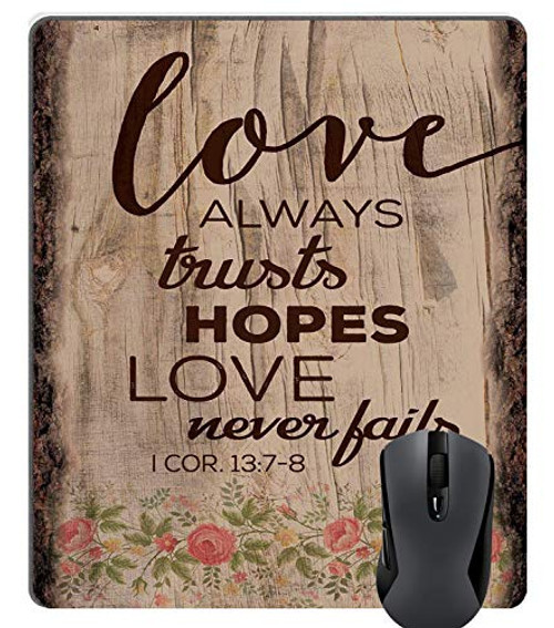 Wknoon Christian Bible Verse Scripture Quotes On Rustic Wood Mouse Pad, Inspirational Quote Love Always Trusts Hopes & Never Fails 1 Corinthians 13-7-8 Mouse Pads Wknoon Christian Bible Verse Scripture Quotes On Rustic Wood Mouse Pad, Inspirational Quote Love Always Trusts Hopes & Never Fails 1 Corinthians 13-7-8 Mouse Pads