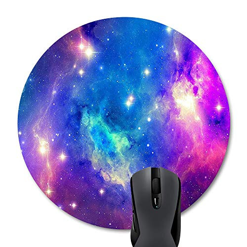 Wknoon Gaming Round Mouse Pad Custom, Space Nebula Galaxy Pattern Custom Mouse Pads Pink Purple Blue Colored Circular Mat Wknoon Gaming Round Mouse Pad Custom, Space Nebula Galaxy Pattern Custom Mouse Pads Pink Purple Blue Colored Circular Mat