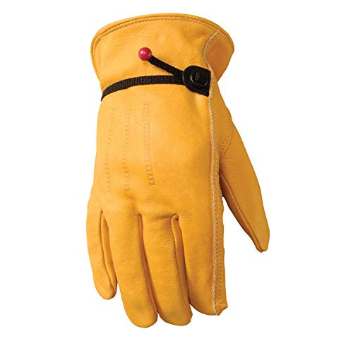 Men's Leather Work Gloves with Adjustable Wrist, Extra Large (Wells Lamont 1132XL)