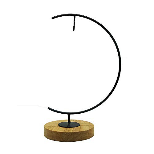 Awesomes Terrarium Ornament Display Stand Metal Stand Air Plant Stand Flower Pot Stand Holder Iron Pothook Stand for Hanging Glass Terrarium Globe Ball (Round Wood)