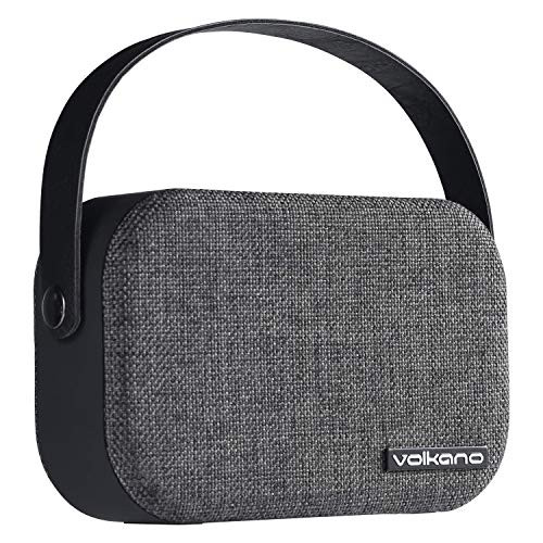 Volkano Fabric Series Bluetooth Speaker with Fabric Trim - Dark Grey