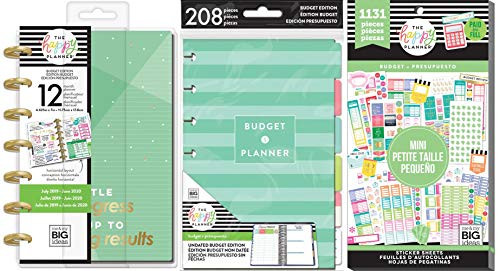 Mini Happy Planner Budget Set - 2019-2020 Dated Mini Budget Edition Planner, Budget Extension Pack and Budget Mini Sticker Value Pack