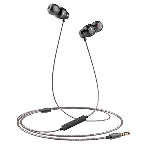 Earphones, in-Ear Earbuds Headphones with Microphone and Volume Control, Noise Canceling, Bass, 3.9Ft/Black