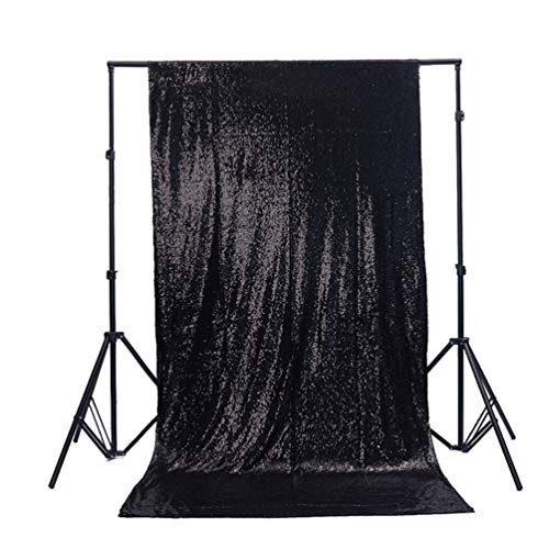 Zdada Black 2ft x 8ft Sequin Photography Backdrop Curtain for Party,Sequin Wedding Photo Booth Backdrop Panel