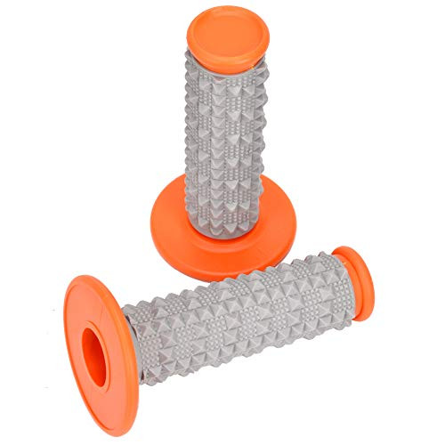 HIAORS 7/8 Inches 22mm Motorcycle Hand Grips Bar End Handlebar Grip Rubber Grips for Harley Dirt Bike Motocross Honda Kawasaki KTM Suzuki Yamaha KTM Universal Orange