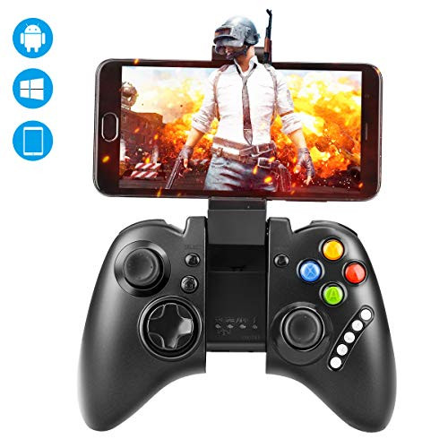 Jhua Wireless Game Controller, Bluetooth Gaming Gamepad Joystick Rechargeable Stretchable Smartphone Game Clips, Supports Android/iOS Devices & PC