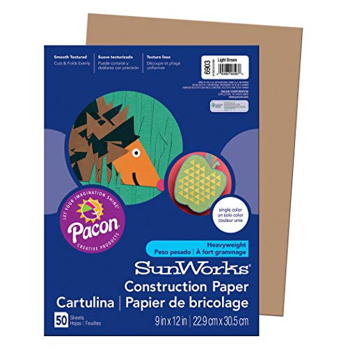 SunWorks PAC6903BN Construction Paper, Light Brown, 9" x 12", 50 Sheets Per Pack, 25 Packs