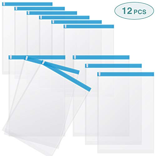 EEZEE Travel Space Saver Bags Vacuum Storage Bags Reusable Hand Roll Compression Packing Sacks No Vacuum Pump Needed Save 75% Space, Double Zipper, Perfect for Travel and Home Storage ?12 PCS?
